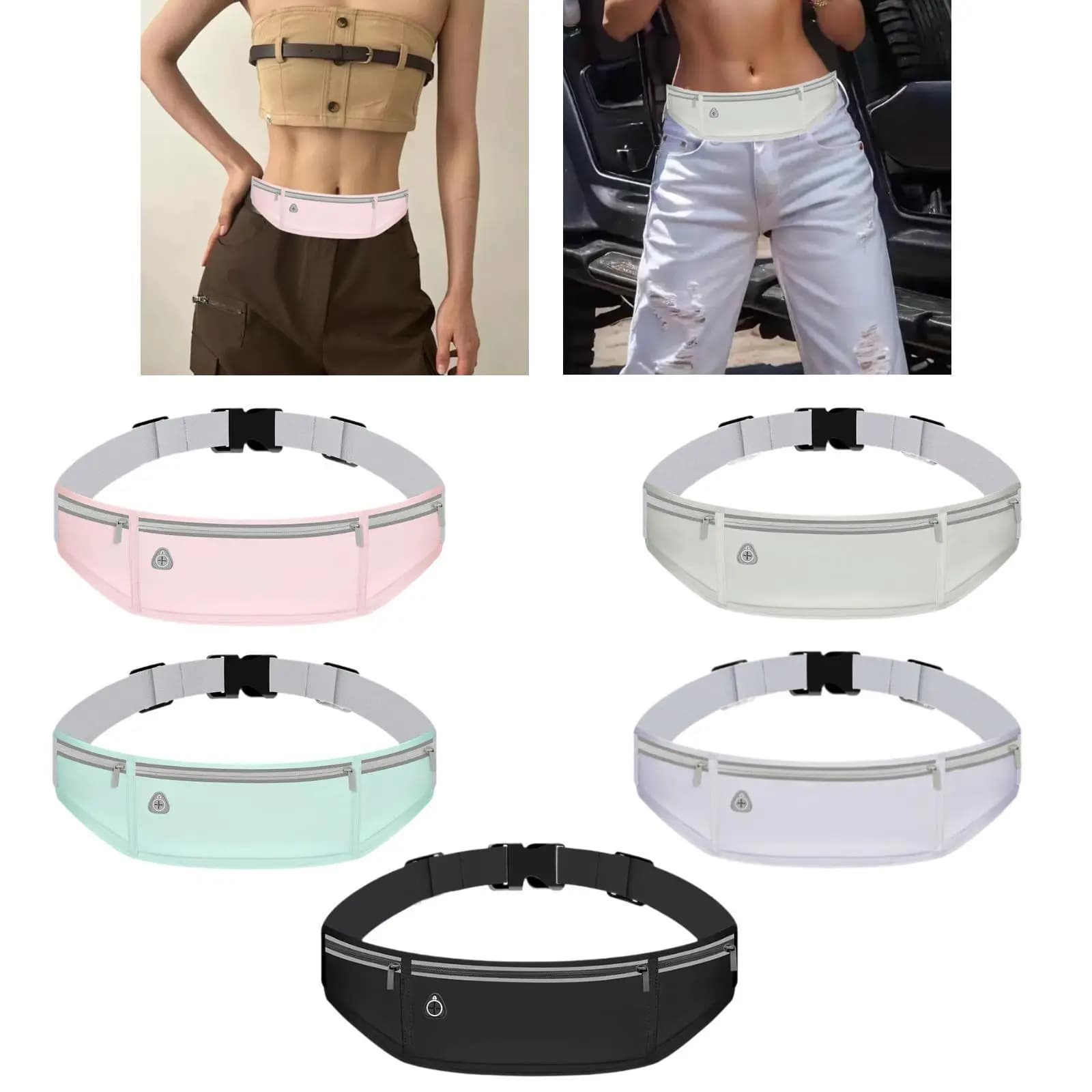 Marsupio da corsa con 3 tasche con cerniera Marsupio da corsa Porta telefono per escursionismo, equitazione, camminare, viaggiare, fare jogging