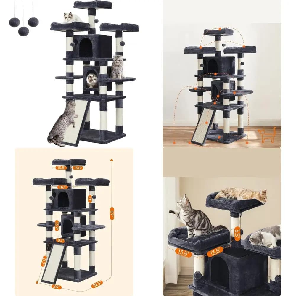 elegante albero da gioco felino, casetta da gioco sintetica per gattini da interno