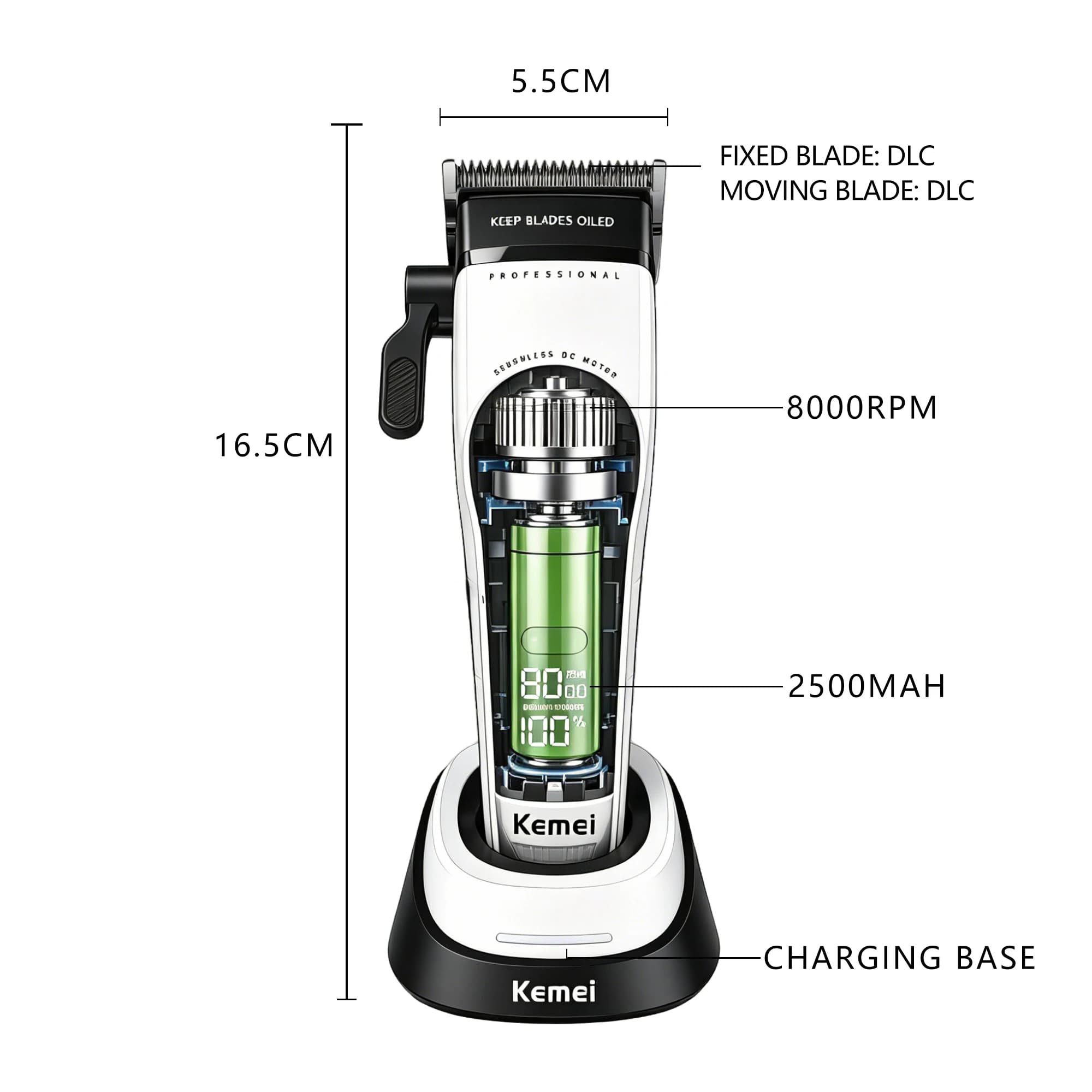 Kemei 1593 Clipper Hair Kemei 8000 Rpm Men's Clipper Professional Rechargeable Hair Cutting Machines Man Original