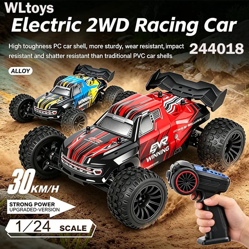 Nuova Auto RC WLtoys 1:28 244018, Auto Bigfoot 2WD ad Alta Velocità 30KM/H, Auto da Corsa Telecomandata 2.4G con Giroscopio, Giocattolo Regalo di Natale