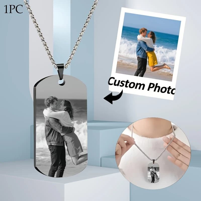 Custom A Laser Double-Sided Engraved Stainless Steel Round Keychain, Customizable with Pictures/Text, Pet Tag, Ideal Gift
