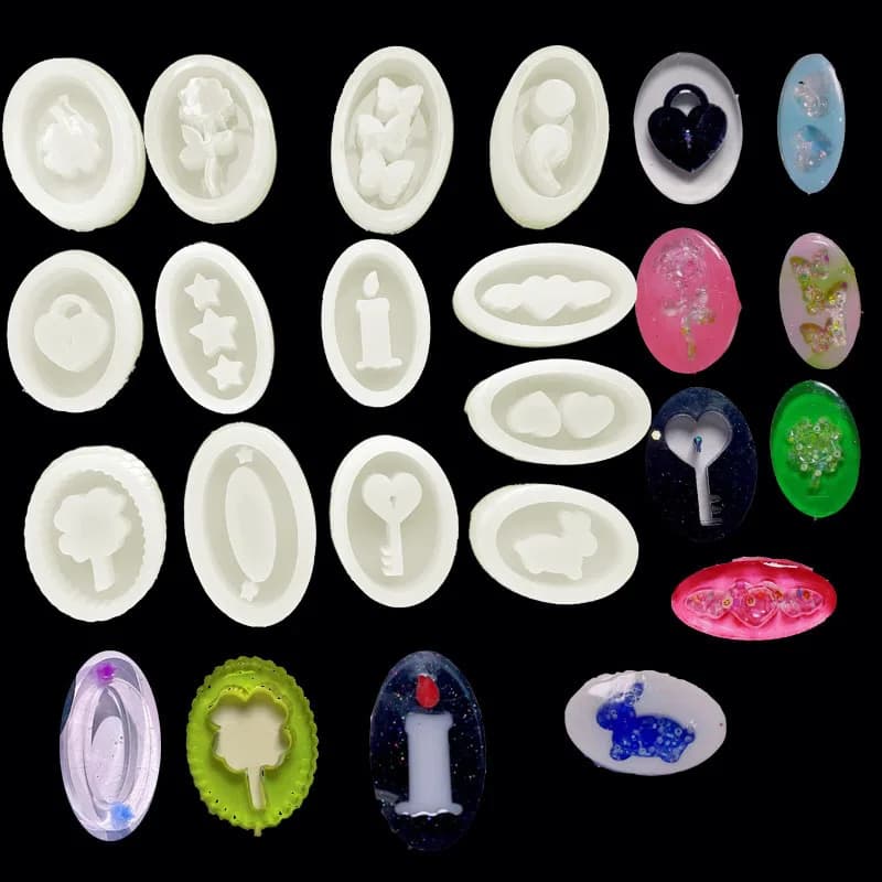 Shaker Mold Silicone Molds for DIY Crystal Epoxy Resin Oval Rose Rabbit Basic Resin Mold Jewelry Tool Jewelry Accessories