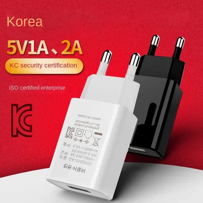 Caricatore certificazione 5V1A KC Caricatore USB per telefono cellulare 5V2A Speciale per la Corea Adattatore di ricarica rapido a muro con spina KC per Samsung