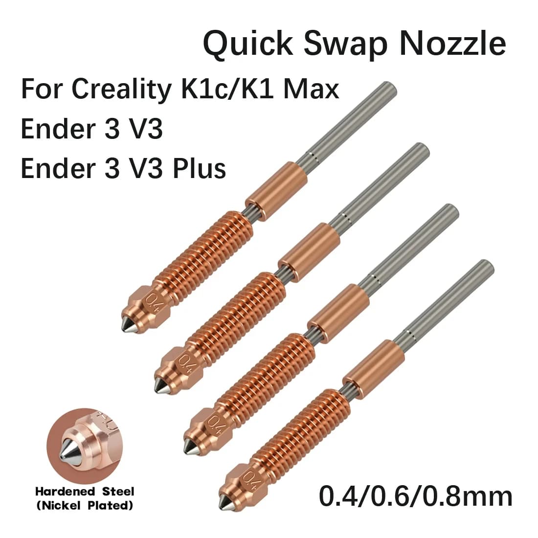 Per Creality K1c Ugello K1 Max Kit ugello Ender 3 V3 Ugello in acciaio temprato Scambio rapido All-in-one Bimetallico ad alto flusso Heatbreak