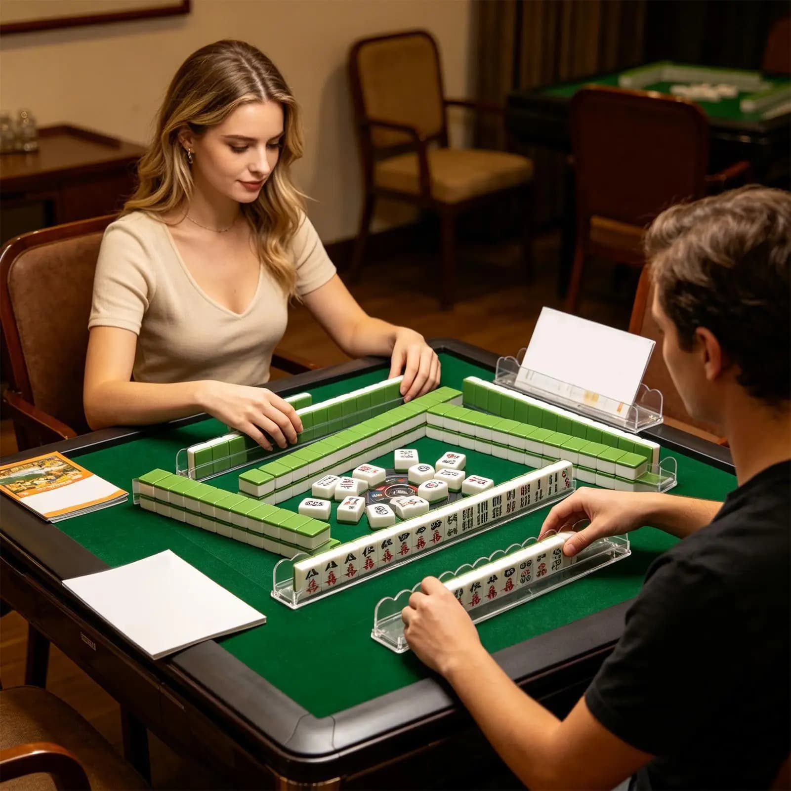 Supporti Magnetici per Mahjong, Spingi-Piastrelle Magnetici Antiscivolo in Acrilico con Bordo Ondulato per Giochi da Tavolo, Serate di Gioco in Famiglia e Feste