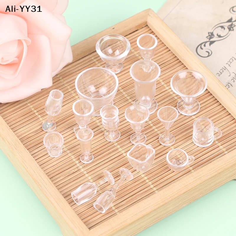 【1Y】17pcs/lot plate cup dish bowl tableware set Dollhouse Miniature Toy Doll Food Kitchen living room Accessories 1:12 Scale