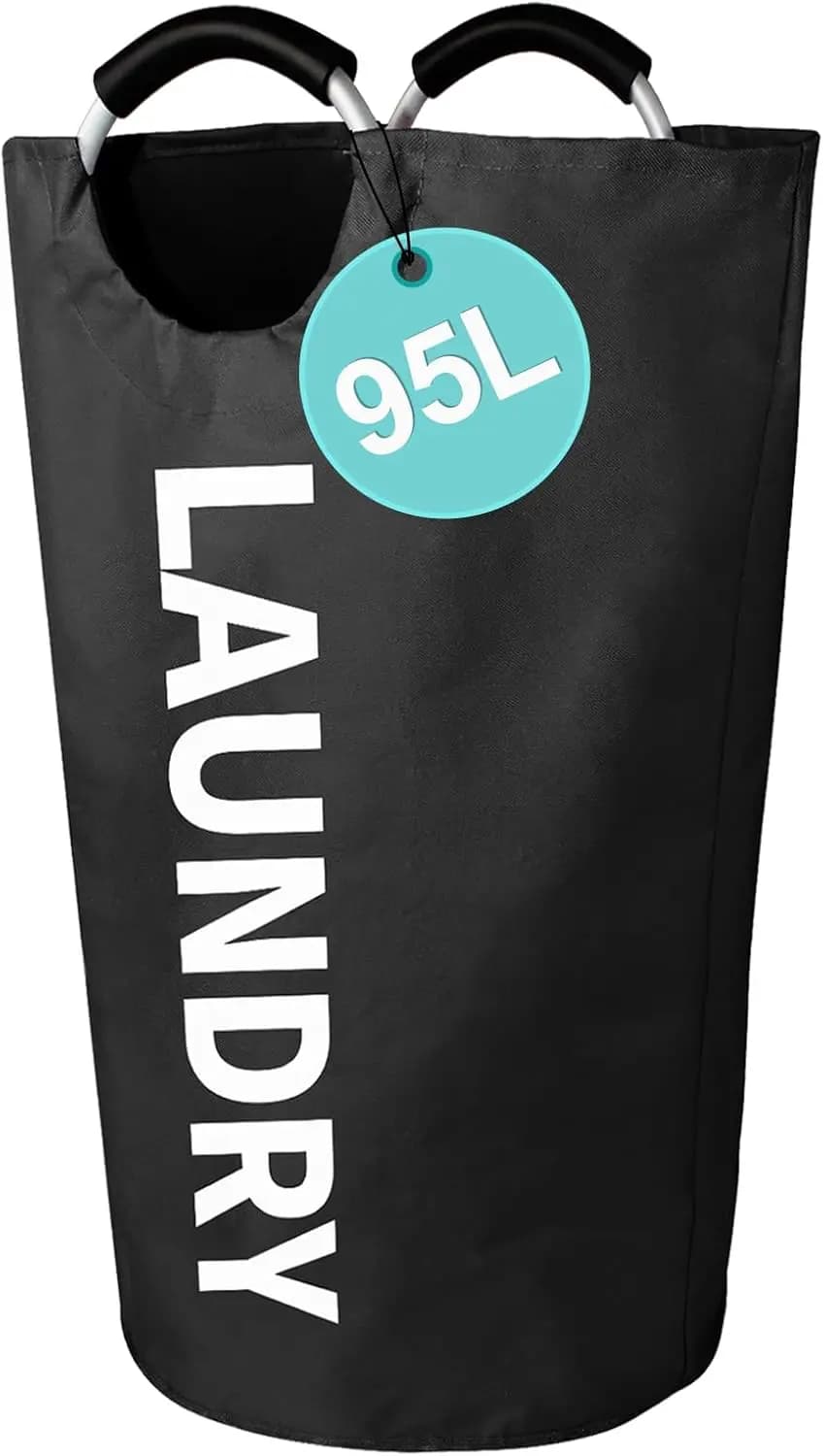 95L Large laundry baskets, Tall Clothes Baskets Folding Washing Bin Foldable Fabric Hamper Bags for Bedroom, Closet,Bathroom,Col