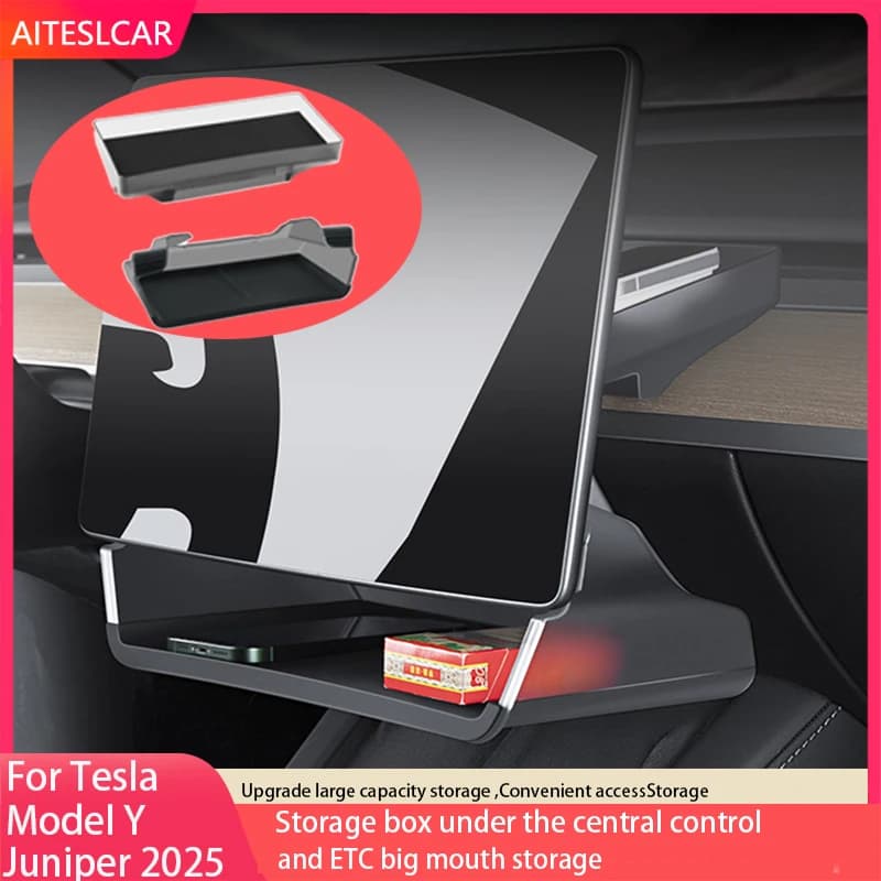 Per il nuovo Tesla Highland Modello 3 Modello Y Juniper 2025 Vassoio magnetico sotto lo schermo Scatola di immagazzinaggio pieghevole ETC Scatola di immagazzinaggio dello schermo Accessori