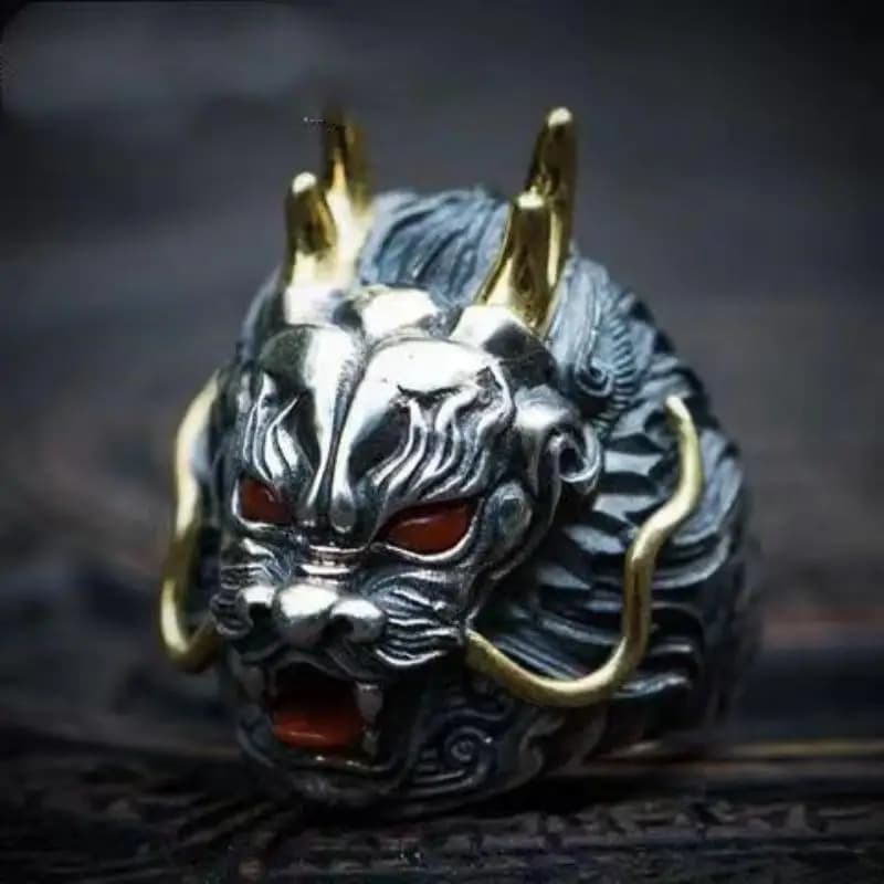 Domineering Retro Dragon Men's Ring Luxury Trendy Adjustable Finger Ring for Prom Wear Thanksgiving Gift for Dad