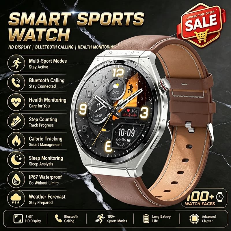 2026 New Ultra Thin Smart Watch Men 1.43" AMOLED 150+Sports IP68 Waterproof AI Voice Health Monitoring BT Call Music Smart Watch