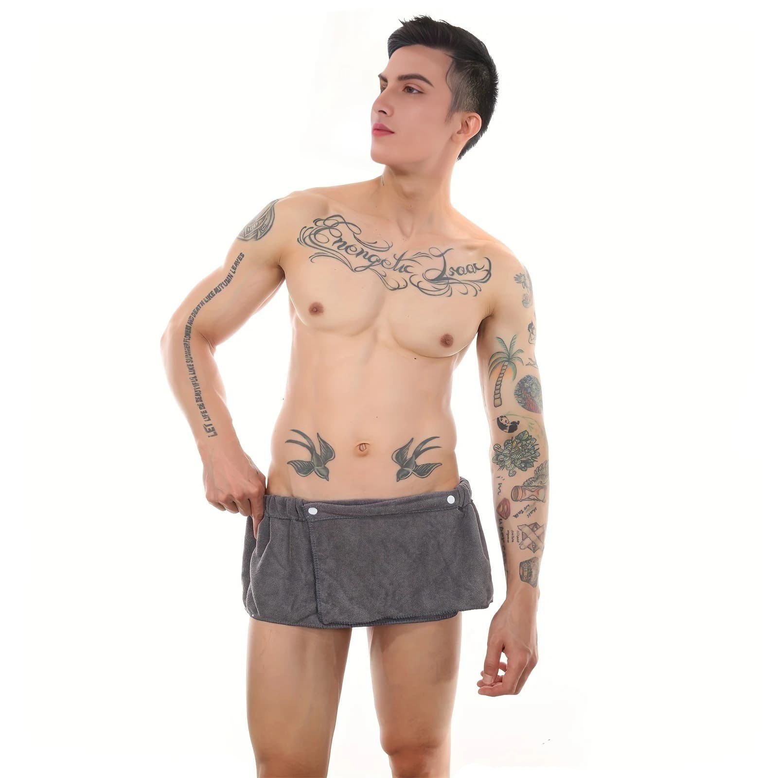 Sexy Sleep Bottoms pajamas men's pajamas towel short pants Side Split Beach Spa towel bathrobes Soft Culottes often
