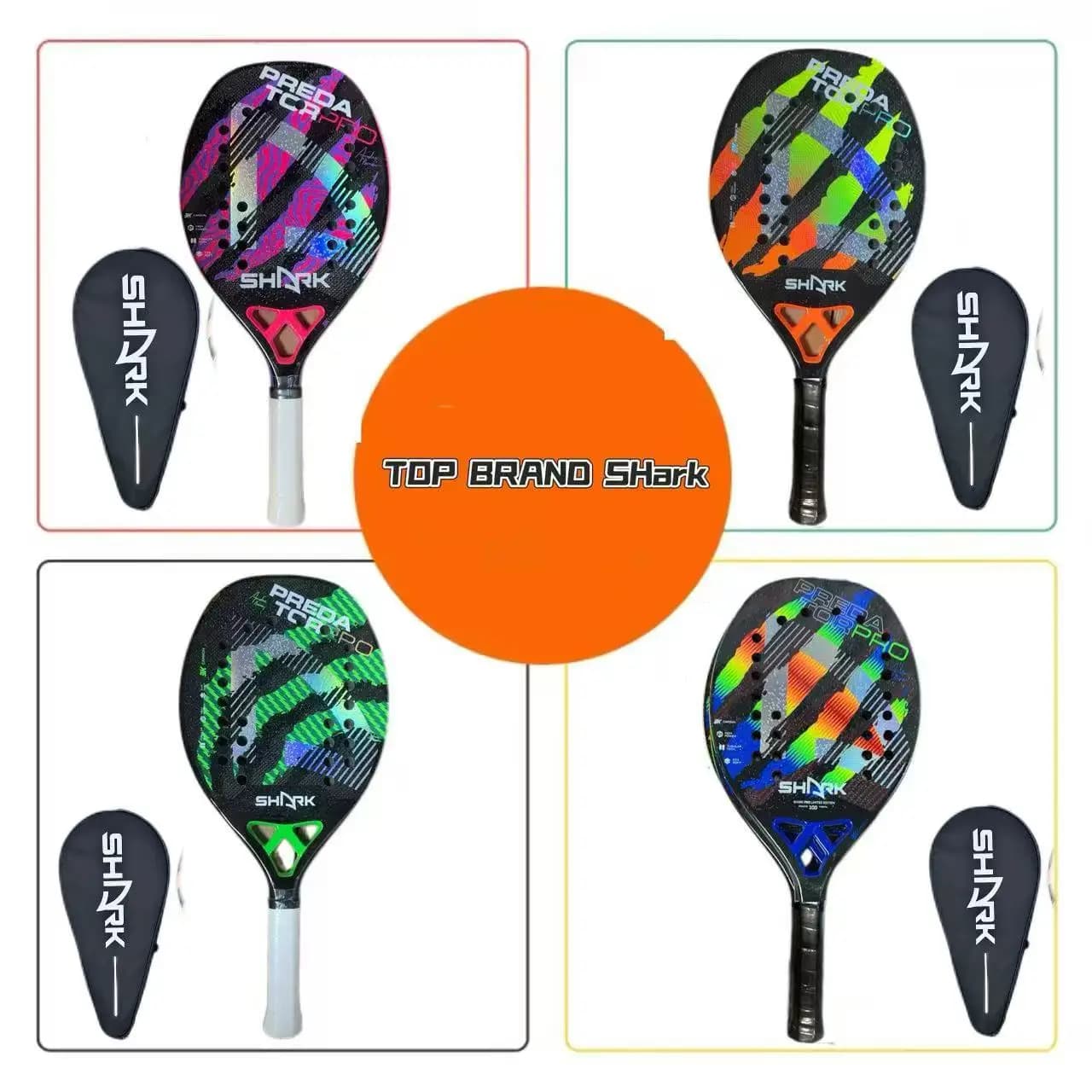 High Quality Raquete Beach Tennis 3K Shark Bag Heroes Kona Carbon Fiber Padel Racket Professional Raquete De Beach Tennis Rackt