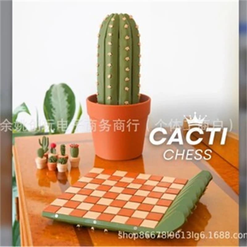 Set di scacchi con cactus arrotolabile Gioco creativo portatile pieghevole 3D Decorazioni per la tavola di casa Centrotavola per feste Regalo per coppie Bambini e adulti