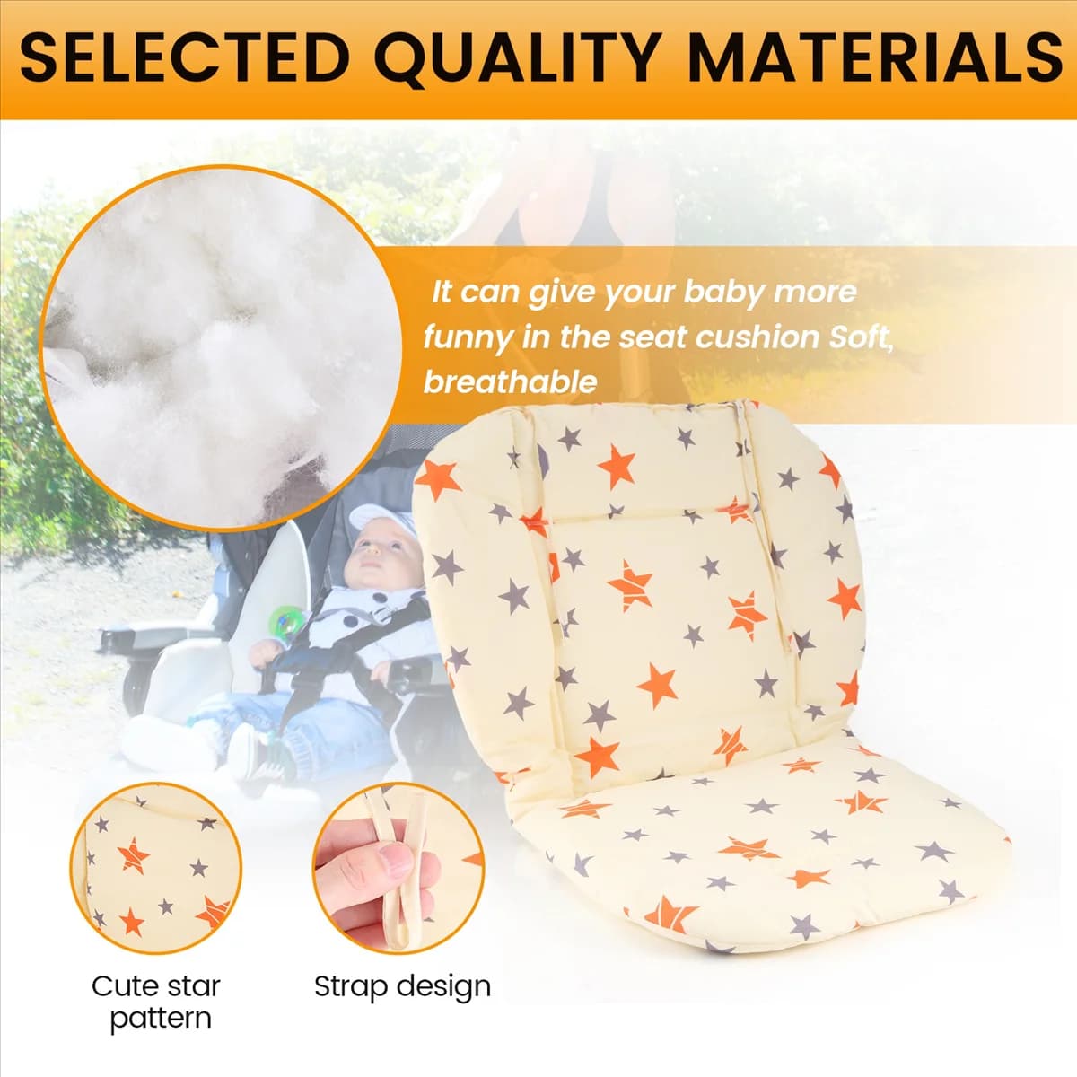 JHD Cuscino per sedile per passeggino Passeggino universale Seggiolone Cuscino per seggiolino Tappetino in cotone morbido Fodera per sedia per alimentazione