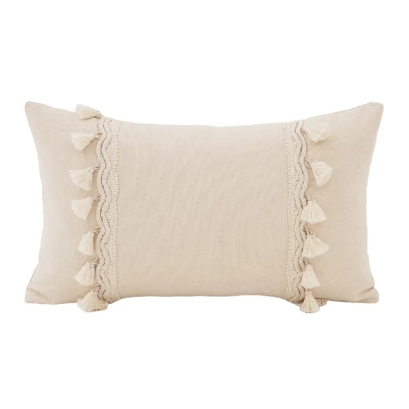 Fodera per cuscino lombare trapuntato Boho 30x50cm 45x45cm in cotone e lino stile moderno rustico con nappe, federe per cuscini decorativi, idea regalo