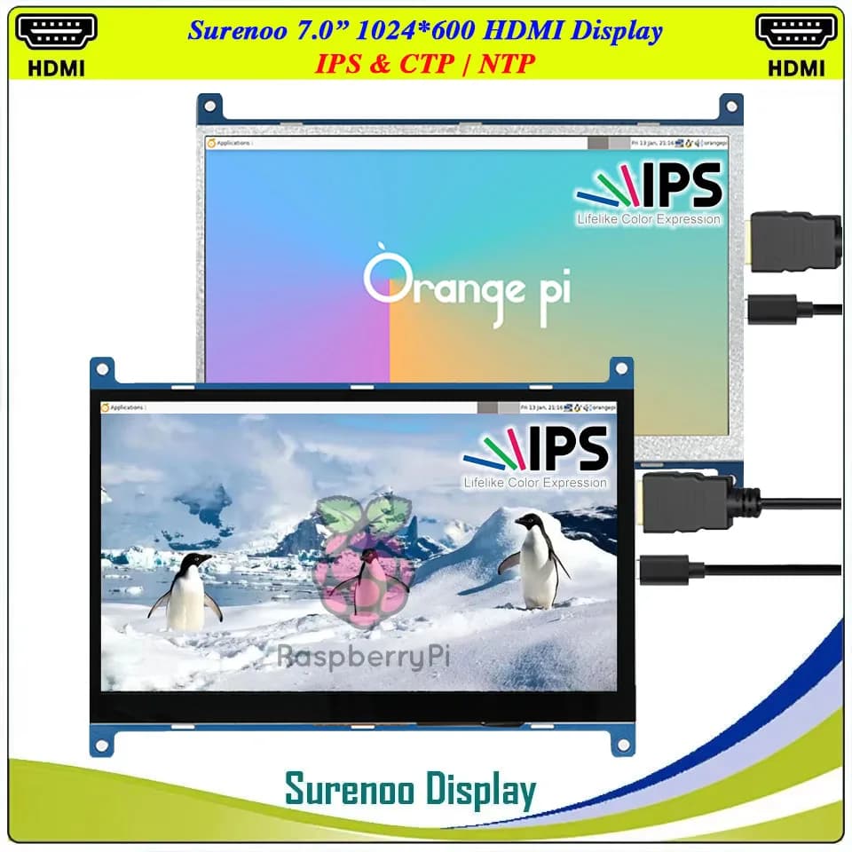 7 "7.0 pollici 1024*600 Modulo LCD TFT compatibile HDMI Display Monitor Schermo Touch Panel per RaspBerry Pi