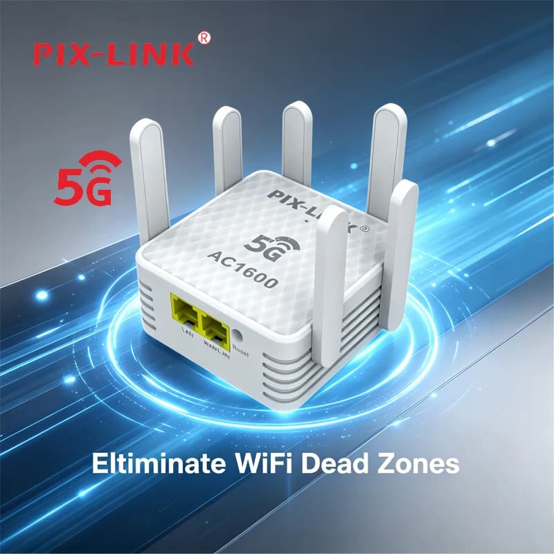 Expand Existing WiFi Network PIX-LINK AC54Q AC1600 Dual Band Amplifier 4 Modes Router AP Repeater WISP Resolve Unstable Signal