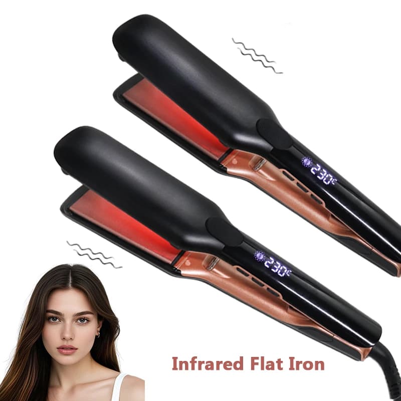 Piastra per capelli e bigodino professionale con piastra in ceramica titanio ionico 2 in 1