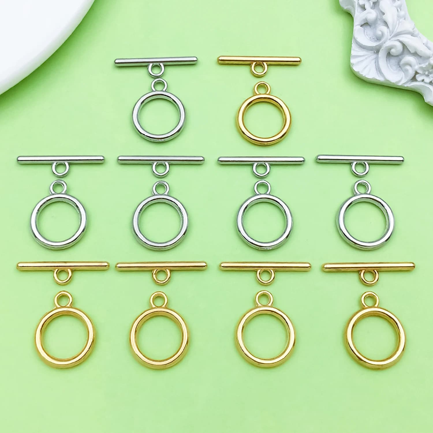 Fibbie in lega da 20 pezzi, fibbie terminali OT, connettori con fibbia per bracciale fai da te, collane, orecchini, accessori per la creazione di gioielli