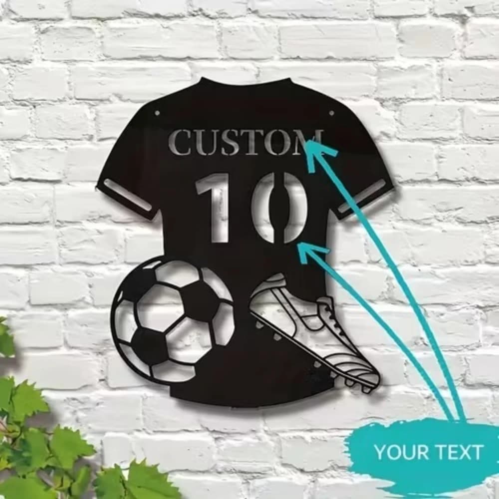 Custom Metal Decoration for Football Sports, Customizable with Name and Number, Perfect for New Year's Home Decorations