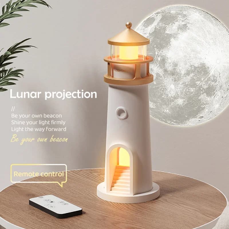 Faro Luci ambientali Proiezione lunare Luce dimmerabile Bluetooth Musica Sensore di movimento Decorazioni per il desktop Luci notturne Regalo di Natale