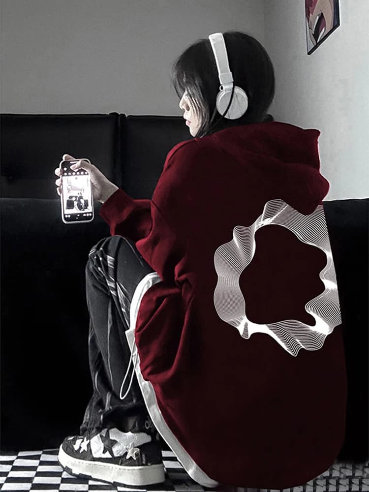 Red Wine Color Large Weight Sweatirt American Sle Autumn New Men's Faionable Hoodie Couple Outfits Cleanfit Outerwear