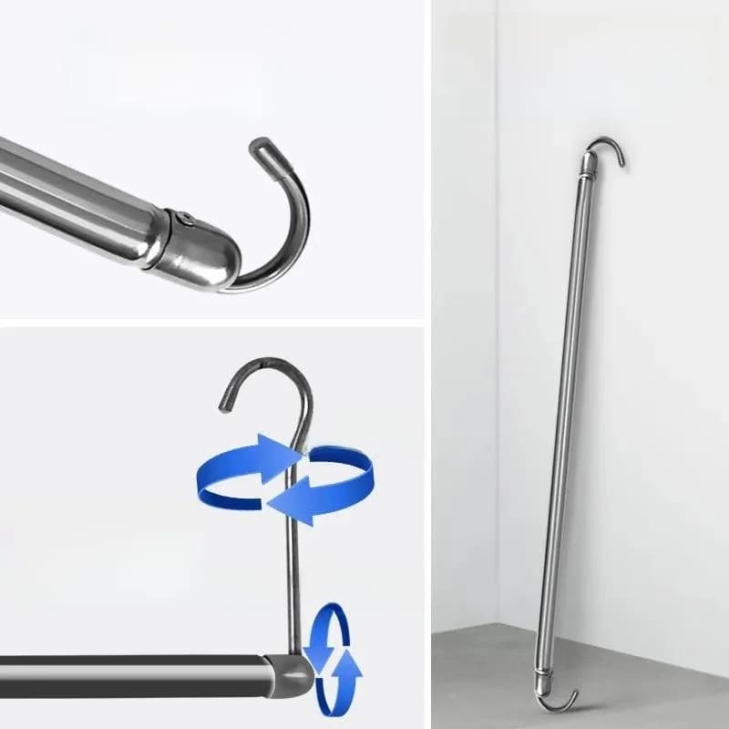 Retractable Indoor Balcony Clothes Drying Rod Rust Proof No Drilling Needed Invisible Simple Stainless Steel Clothes Hanger