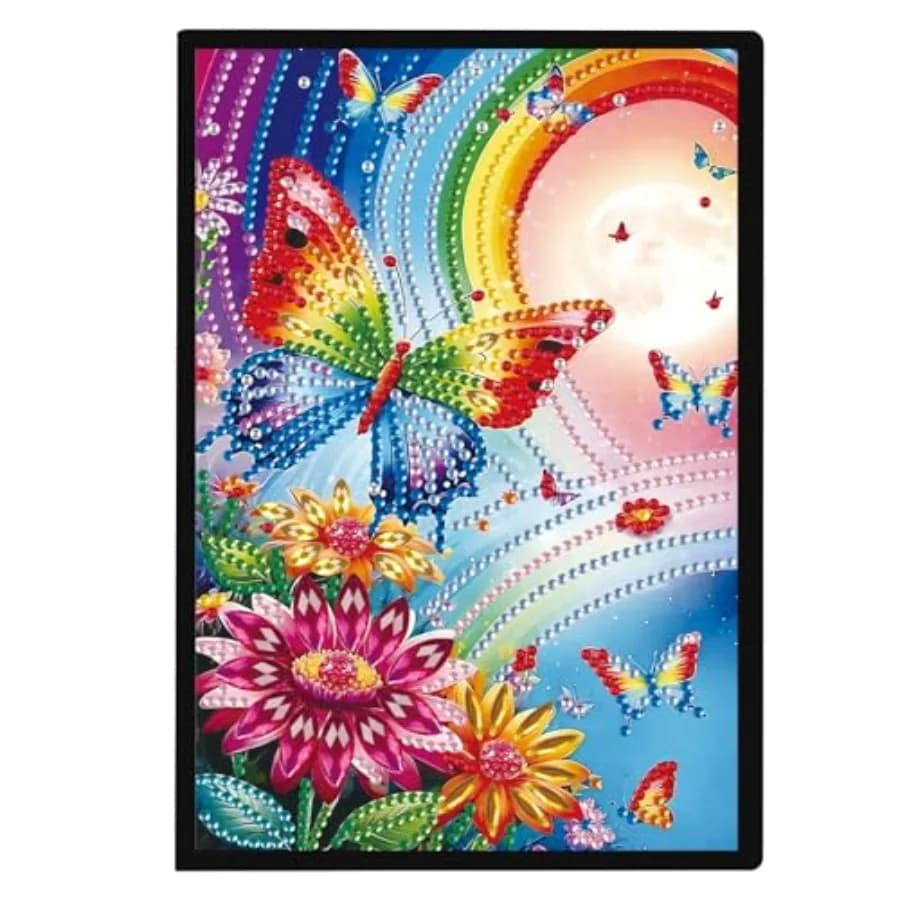 DIY Diamond Painting Notebook Kit, Theme of Butterfly, Special Shaped Diamond Art Notebook Journal Sketchbook for Writing and D