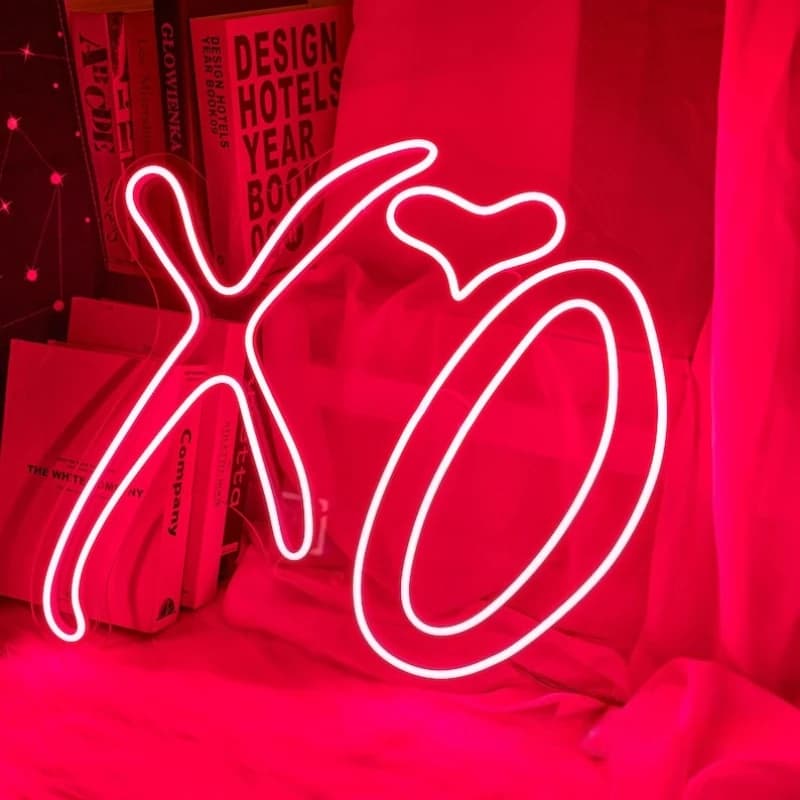 XO Insegna al neon con cuore Luci al neon dimmerabili Decorazione da appendere alla parete per matrimoni Insegne al neon alimentate tramite USB per casa, camera da letto, bar, pub, grotta d'uomo