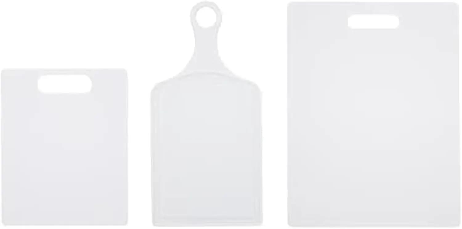 Set di 3 Taglieri in Plastica, Lavabili in Lavastoviglie, Senza BPA, Bianchi