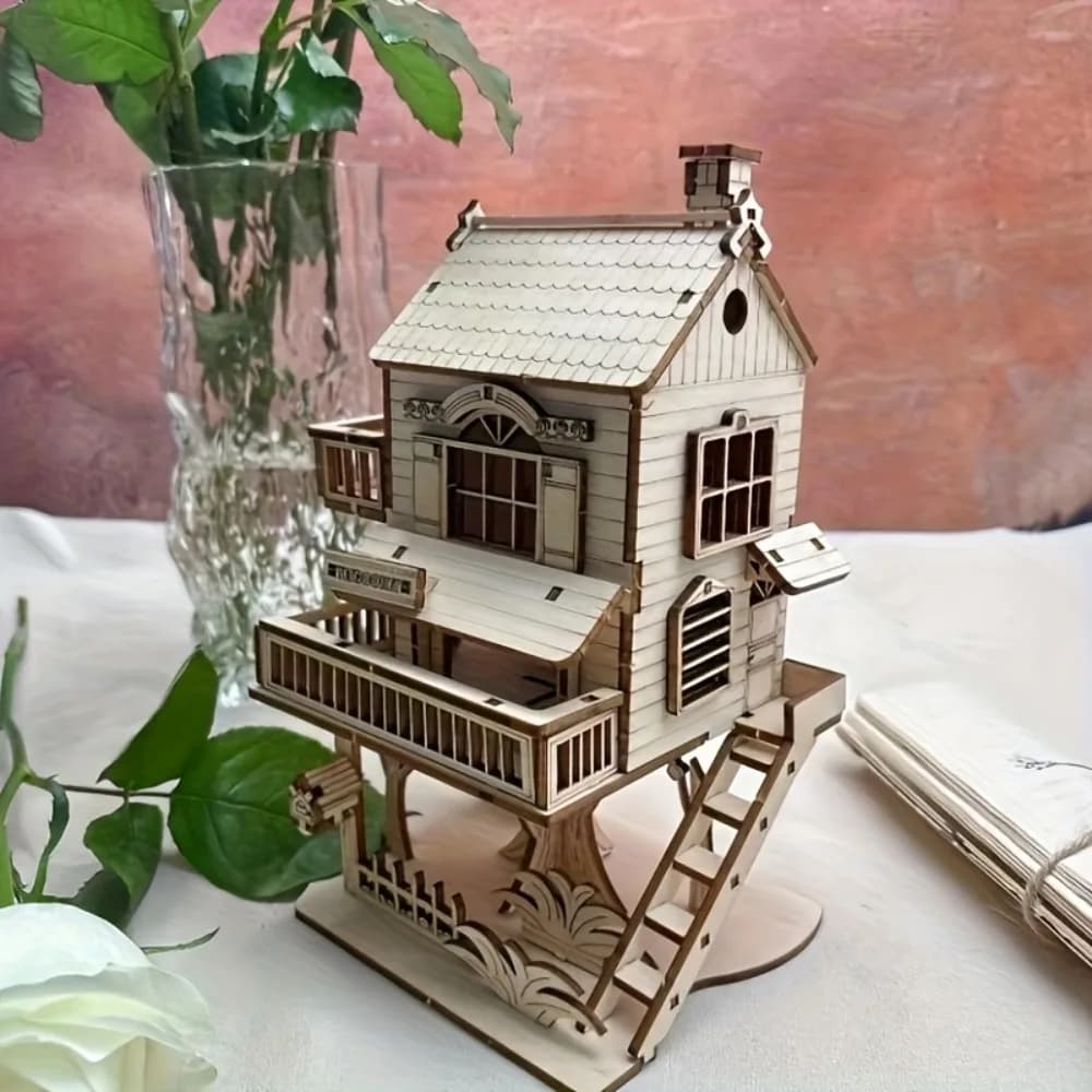 3D Jigsaw Puzzle House Treehouse Villa Model Kit DIY Dolls House Building Model Craft Birthday Christmas Gift for Adults Teens