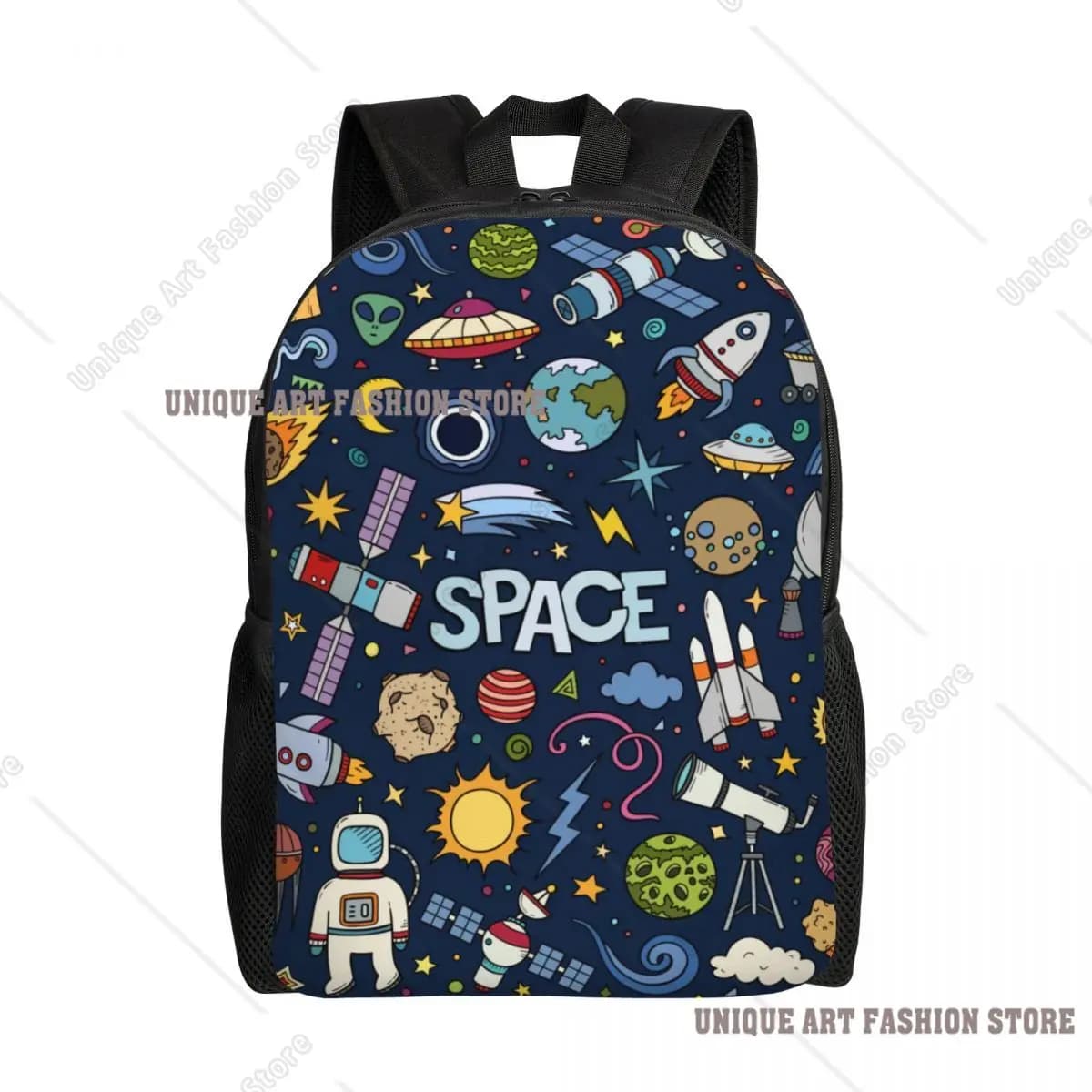 Zaino con stampa 3D Space Universe Sun Planet per ragazzi e ragazze Astronauta Astronave Borse da viaggio scolastiche Bookbag adatto per laptop da 15 pollici