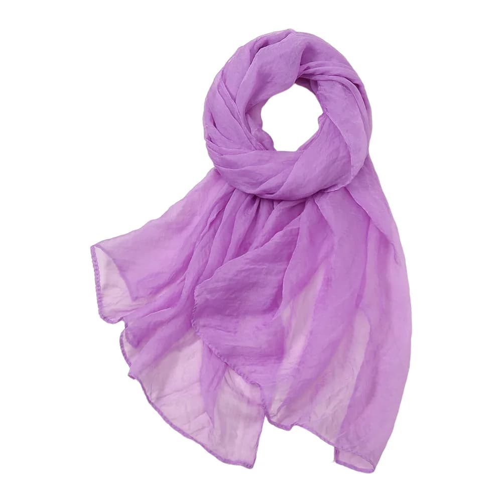 Elegant Solid Color Chiffon Scarf Long Protection Shawl Silk Thin Soft Sunscreen Shawl Spring