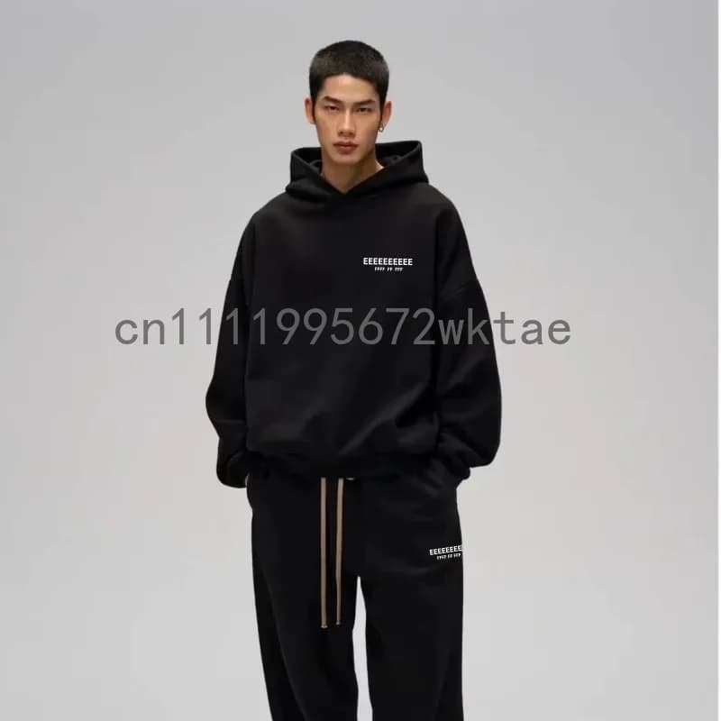 Tuta Sportiva Classica con Lettere 3D in Silicone sul Davanti e sul Retro, Felpe Oversize da Uomo, Abbigliamento Sportivo Hip-hop, Set 2 Pezzi per Coppie