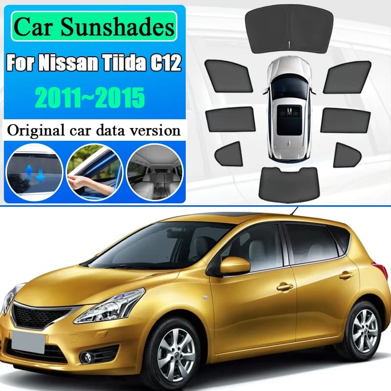 Per Nissan Tiida C12 Hatchback 2011~2015 Tendina Parasole a Rete per Parabrezza Protezione UV Tendina Privacy per Finestrini Laterali Accessori Auto