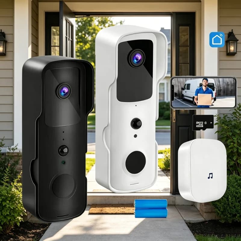 Campanello Video WiFi 1080P, Campanello Intelligente Tuya per Casa, Telecamera di Sicurezza Wireless, App SmartLife, Rilevamento di Movimento PIR