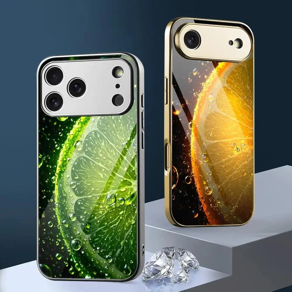 Tangerine Fashion Phone Case For iPhone 17 16 15 14 13 12 Pro Max Plus Electroplated Metal Bumper Shockproof Case