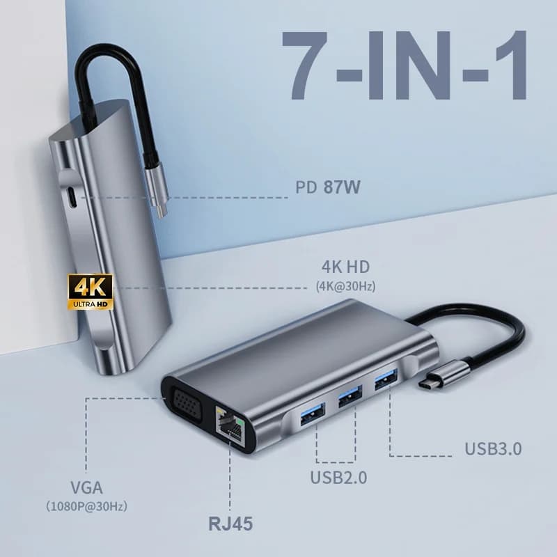Hub USB C Tipo C A Adattatore 4K compatibile HDMI HUB da 5 GB USB 3.0 100 W PD Carica rapida per MacBook Pro Air Docking station USB C
