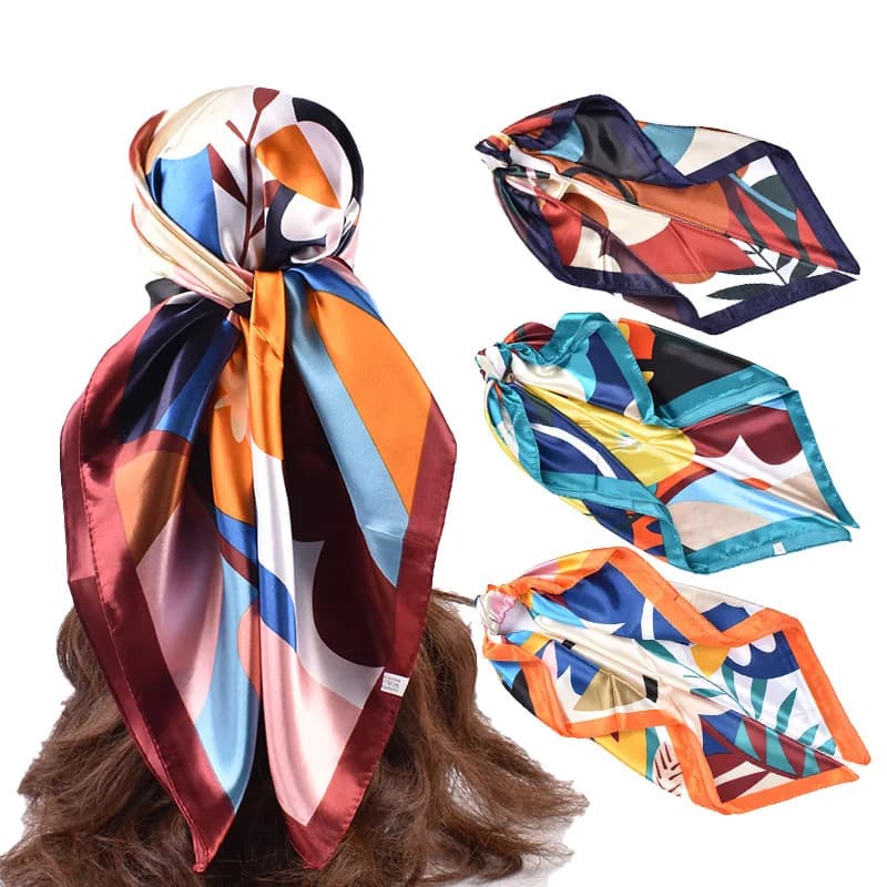 2026 New Spring and Summer Fashion Flower Pattern High Quality 90 Satin Generous Silk Scarf Women's Scarf Satin Scarf