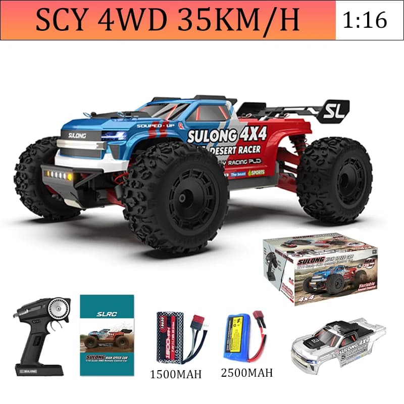 SULONG 4WD 1:16 35KM/H High-Speed Brushless Motor All-Terrain Off-Road Drifting Remote Control Racing Toy Car Boy's Gift VS SCY