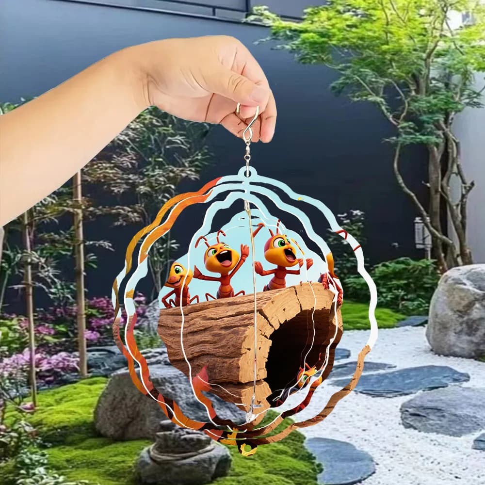 Autumn Five Happy Ants Wind Chimes, Warm Cartoon Style, Dynamic Artistic Effect, Very Suitable for Decorating Courtyard
