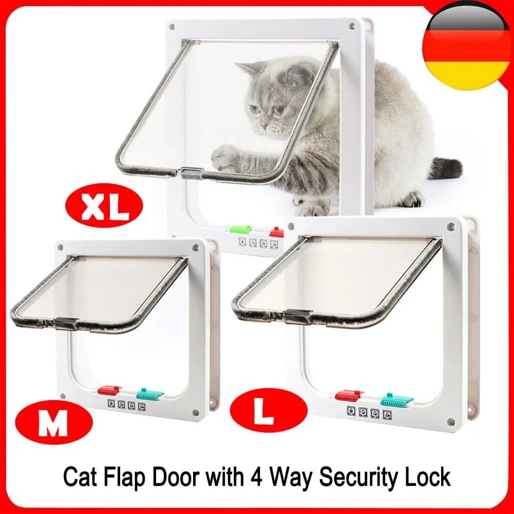 Porta interna per gatti grande Porta interna per animali domestici per porta esterna per gatti con serratura di sicurezza a 4 vie adatta per finestre e pareti ABS durevole