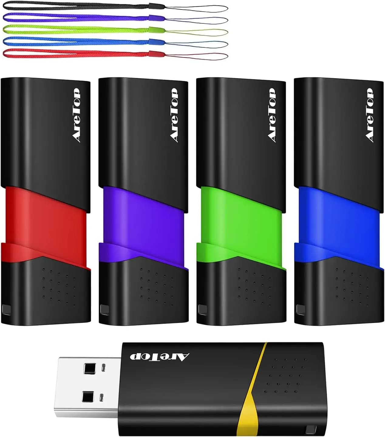 Chiavetta USB da 8 GB, confezione da 5 - Retrattile, FAT32, Colori misti (Giallo Rosso Blu Verde Viola)