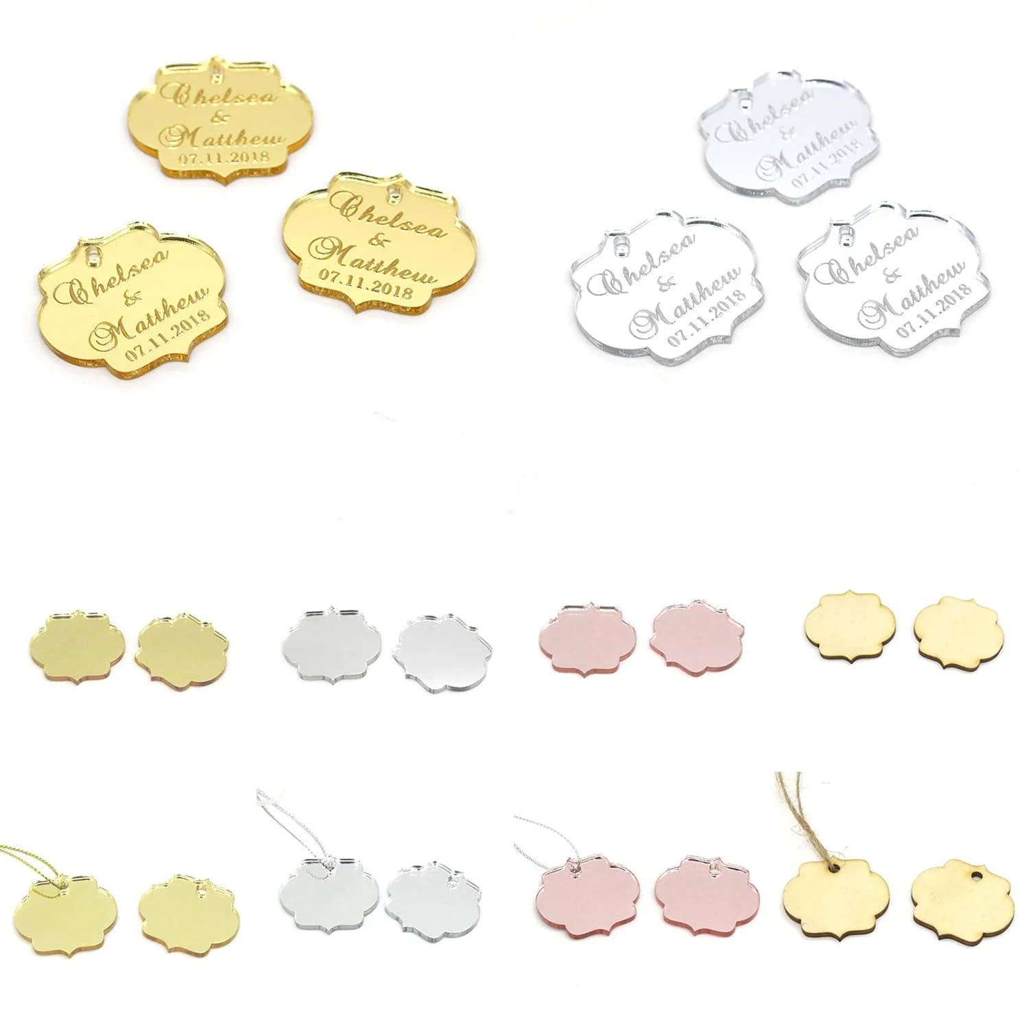 20/50/100 pezzi personalizzati festa di nozze bambino battesimo specchio inciso etichetta decorazione regalo nome personalizzato regalo etichetta acrilica personalizzata