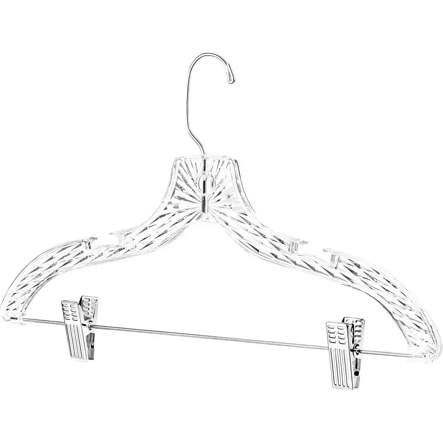 Set di 25 Appendiabiti in Plastica con Clip, Robusti per Abiti, Magliette, Camicie e Completi, Organizzazione Armadio, Cristallo