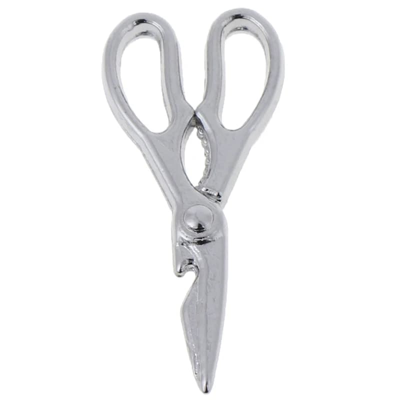 1 paio di forbici in metallo argentato in miniatura, accessori per la casa delle bambole, modello in scala 1:12, accessorio decorativo per il gioco di finzione dei bambini