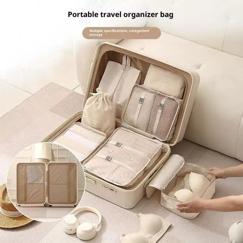 7Pcs/Set Travel Storage Bag Set Travel Clothing Storage Bag Luggage Organizer Bags Toiletry Shoe Clothing Underwear Sorting Bag
