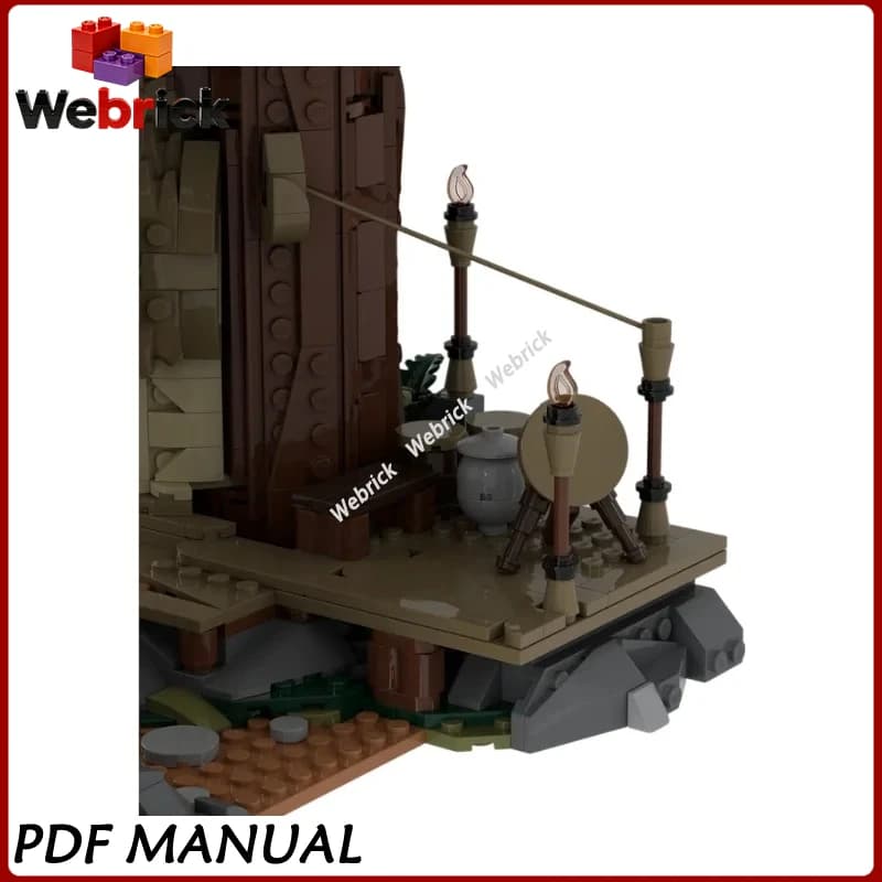 Set di Blocchi da Costruzione Stile Villaggi Ewok MOC 009, Modello Casa sull'Albero nella Foresta, Set di Mattoncini per Esposizione e Decorazione