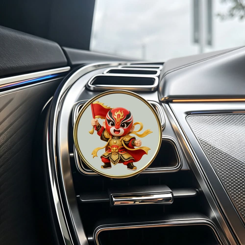 Creative Holiday Gift Car Air Freshener Cute Cartoon Face Changing Chinese Style AC Vent Clip Decorative Car Accessory