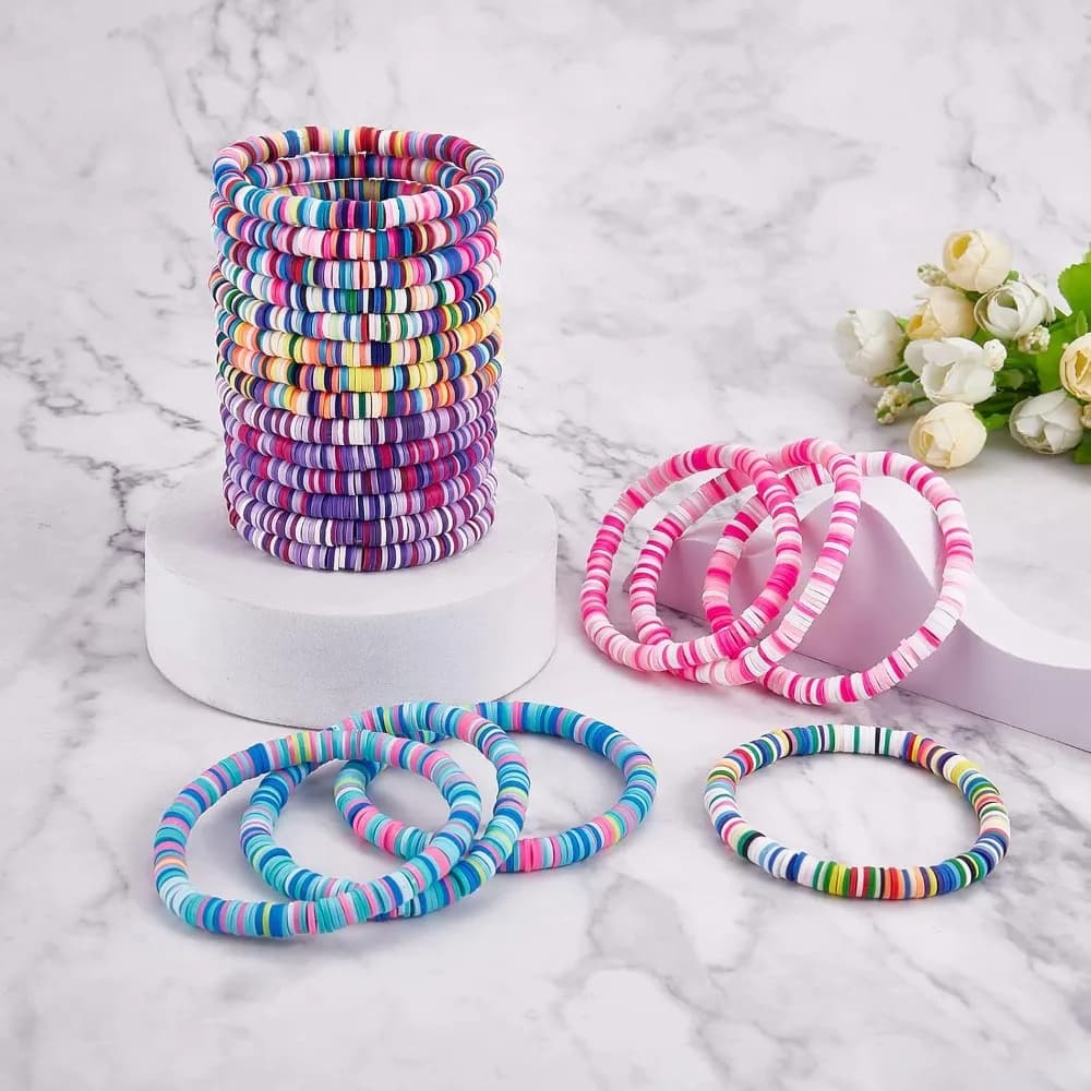 Set di 21 Braccialetti Elastici a Strati, Gioielli Boho da Spiaggia per Donne, Regalo Estivo per Feste e Amicizia